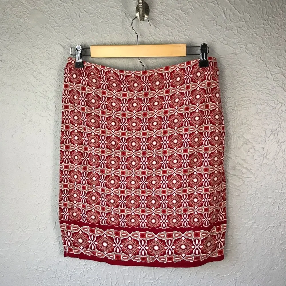 Max Studio Geometric Floral Pencil Stretch Skirt M - Picture 2 of 8